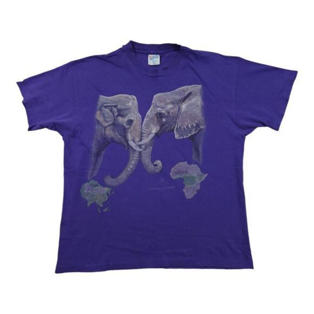 Vintage Elephant T Shirt National Wildlife Double Sided Mens‎ XL